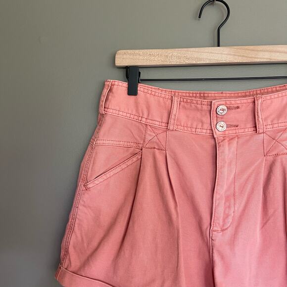 Anthropologie Pilcro Relaxed Pleat Shorts Size 29 Pink High Waist Pleated Cuffed - Picture 6 of 16